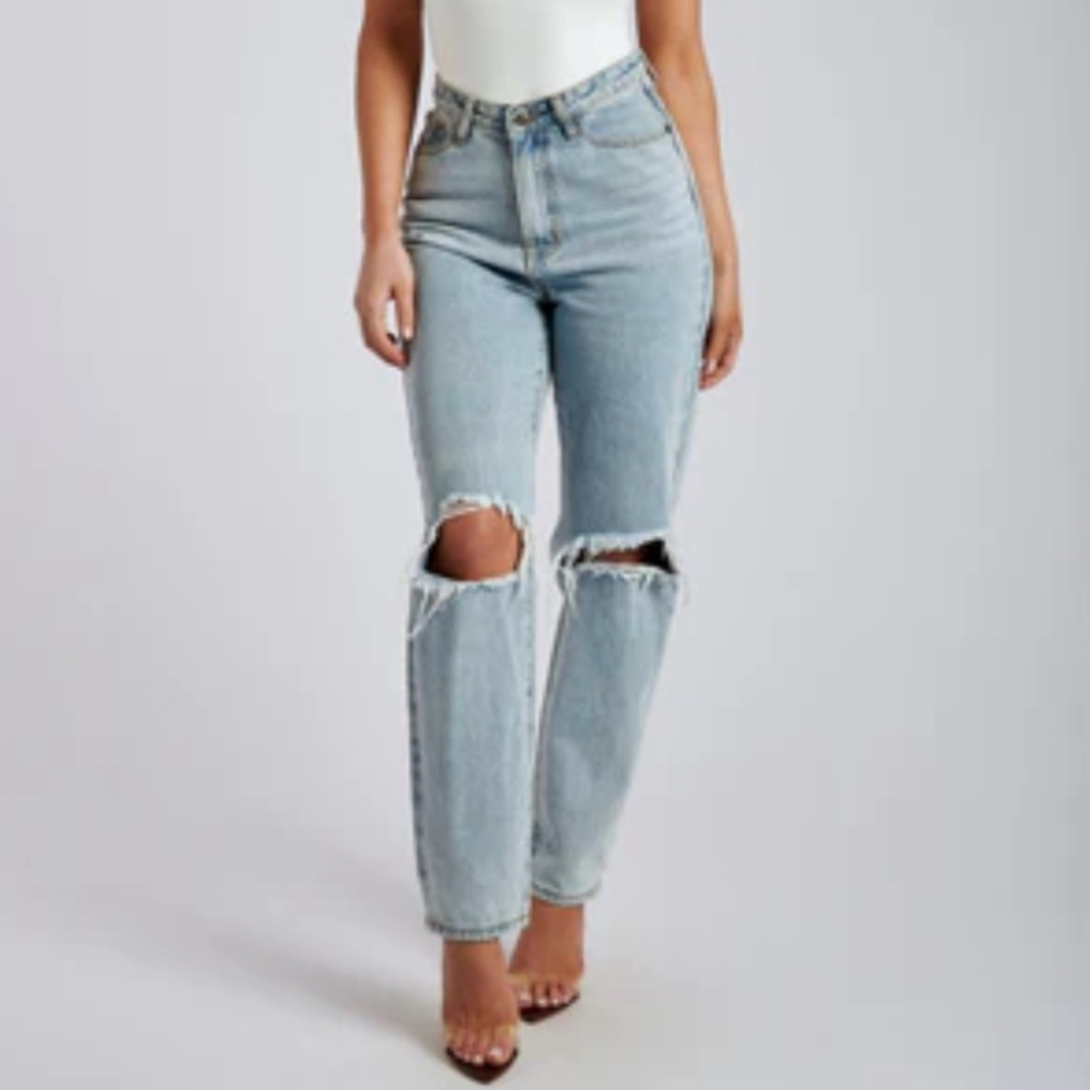 Meshki Light Blue Straight Leg Jeans